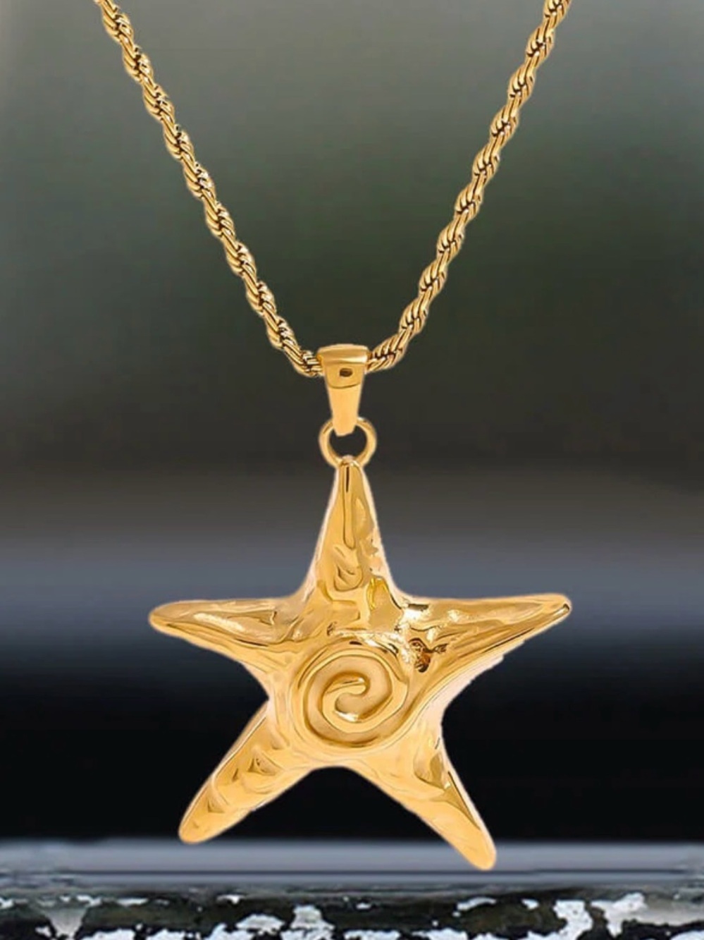 Gold Star Pendant Necklace Waterproof